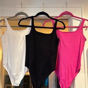 Women's Sculpting Bodysuit Set - White, Black, and Pink